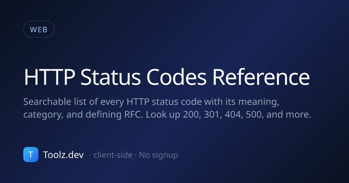 Status Image Coding HTTP Status Codes: Free Online Reference List | Toolz.dev
